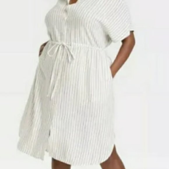 A New Day Women’s Casual Short Sleeve Linen Midi Dress - Picture 8 of 9